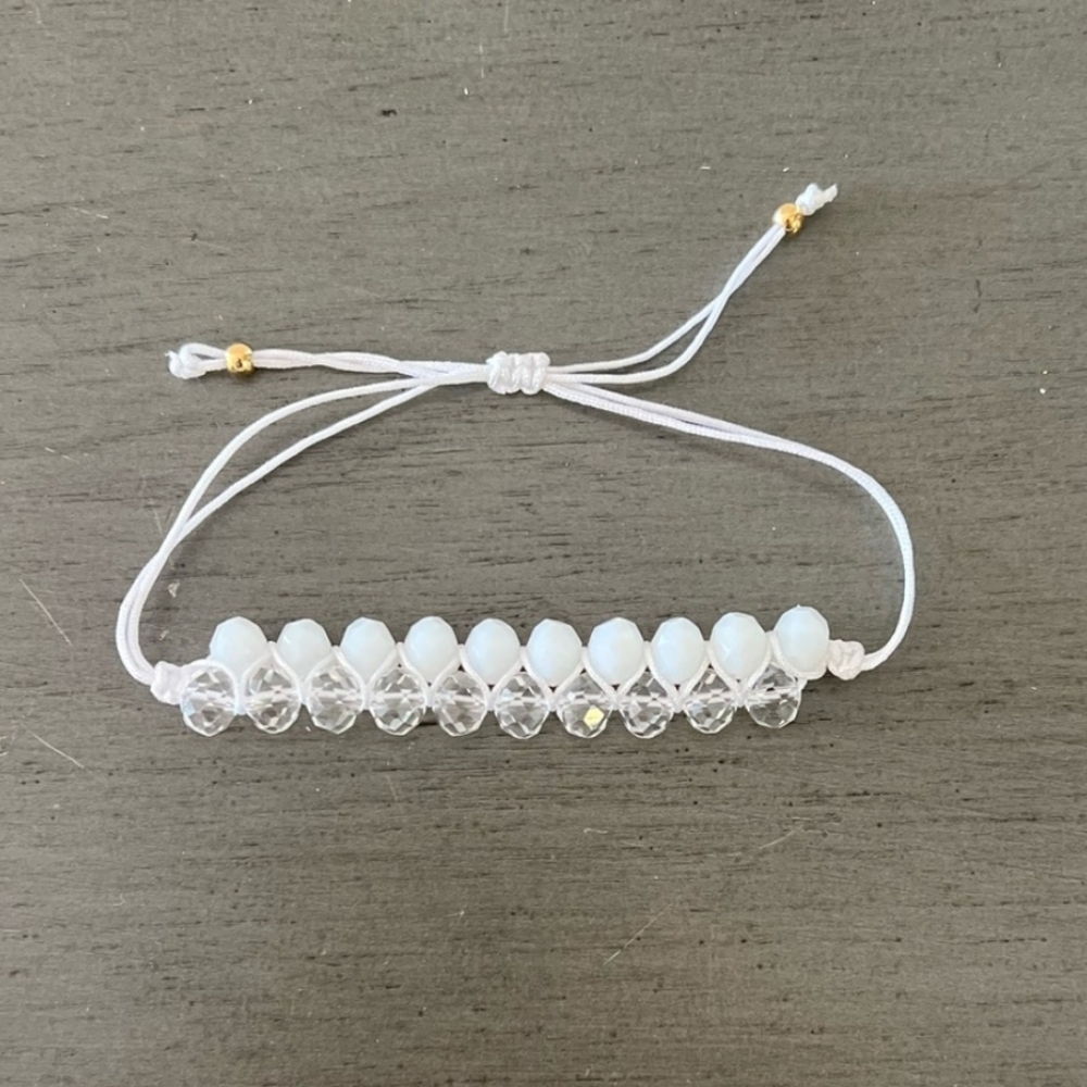 1/$5 or 3/$10 NWT White Adjustable Faceted Bead Bracelet
